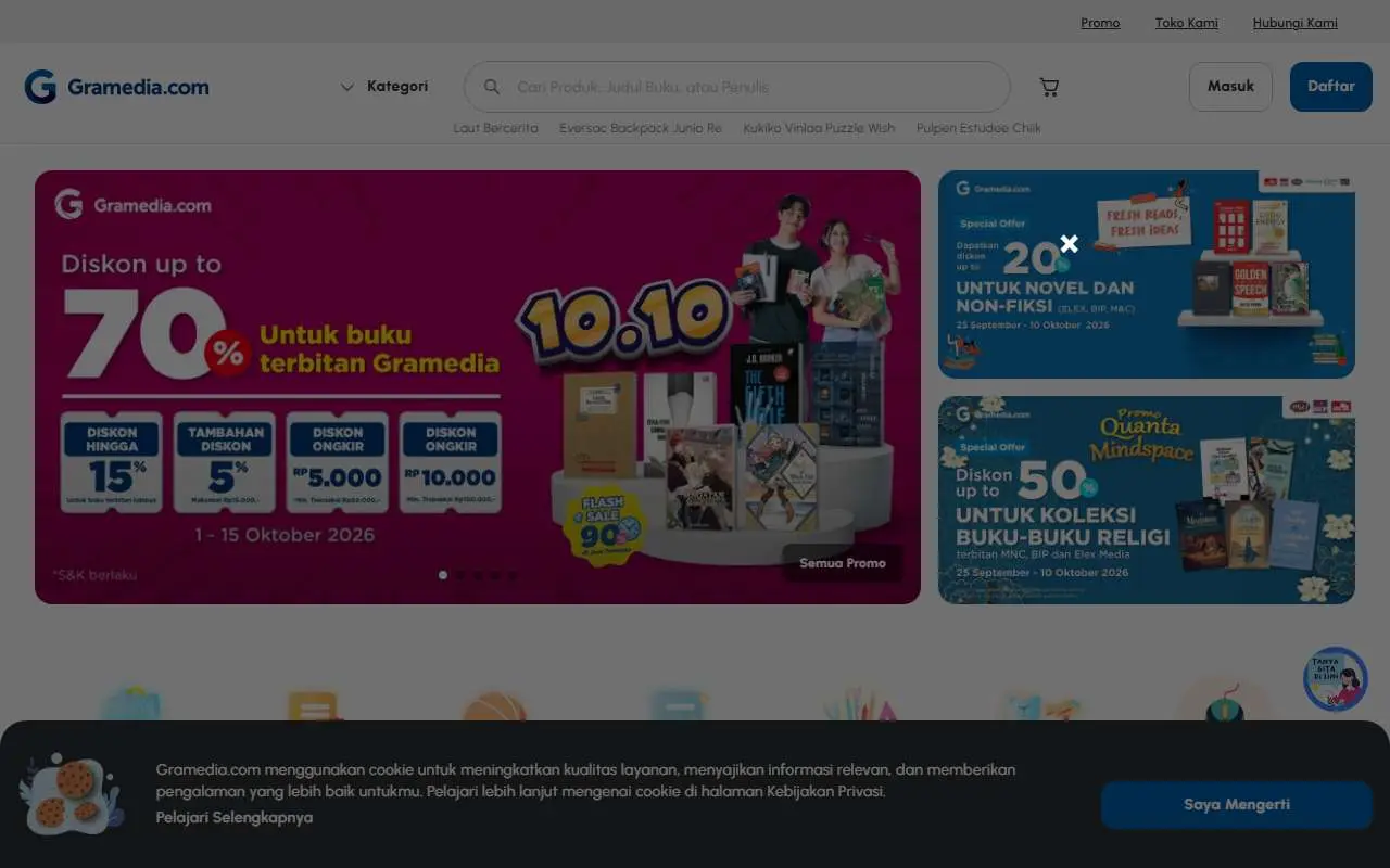 Tampilan website resmi Gramedia (gramedia.com)