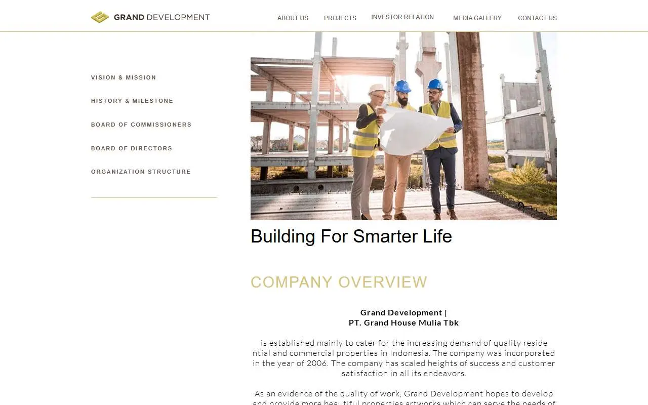 Tampilan website resmi Grand House Mulia (granddevelopment.id)