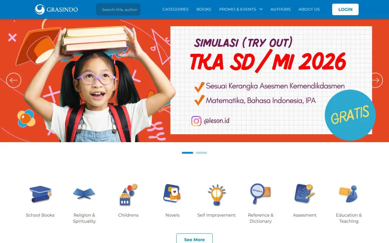 Tampilan website resmi Grasindo (grasindo.id)