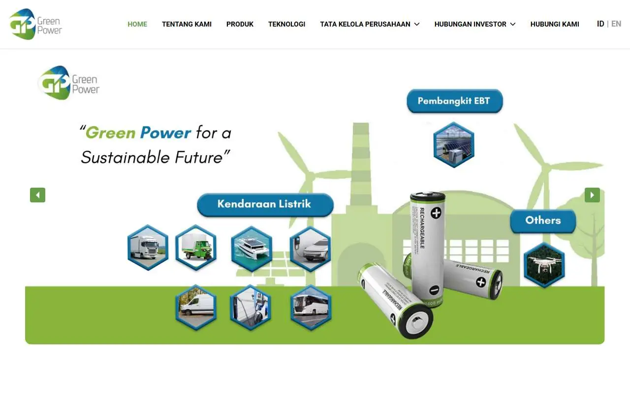 Tampilan website resmi Green Power Group (greenpowergroup.id)