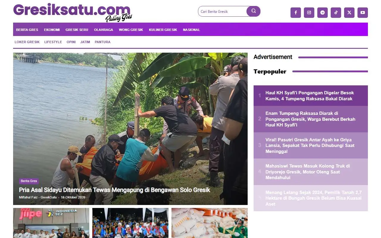 Tampilan website resmi Gresik Satu (gresiksatu.com)