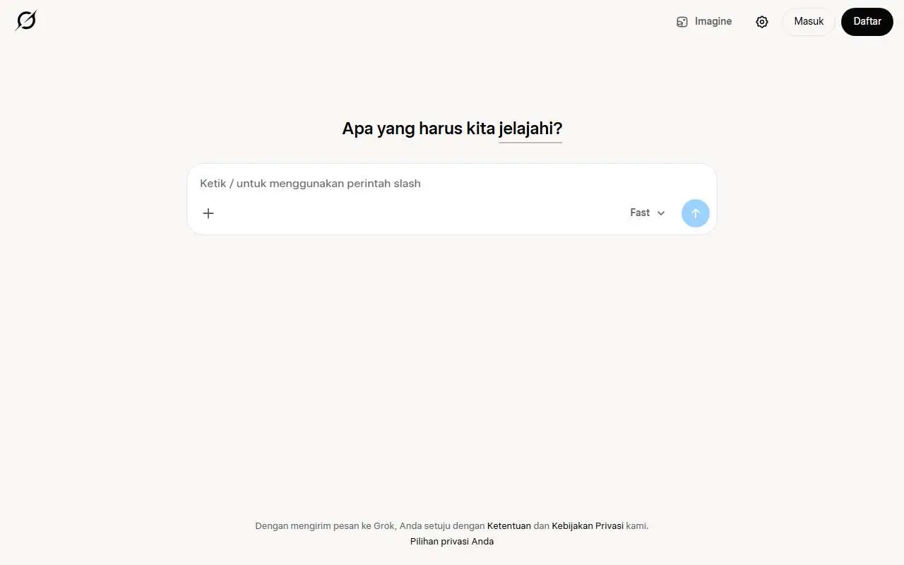 Tampilan website resmi Grok (grok.com)