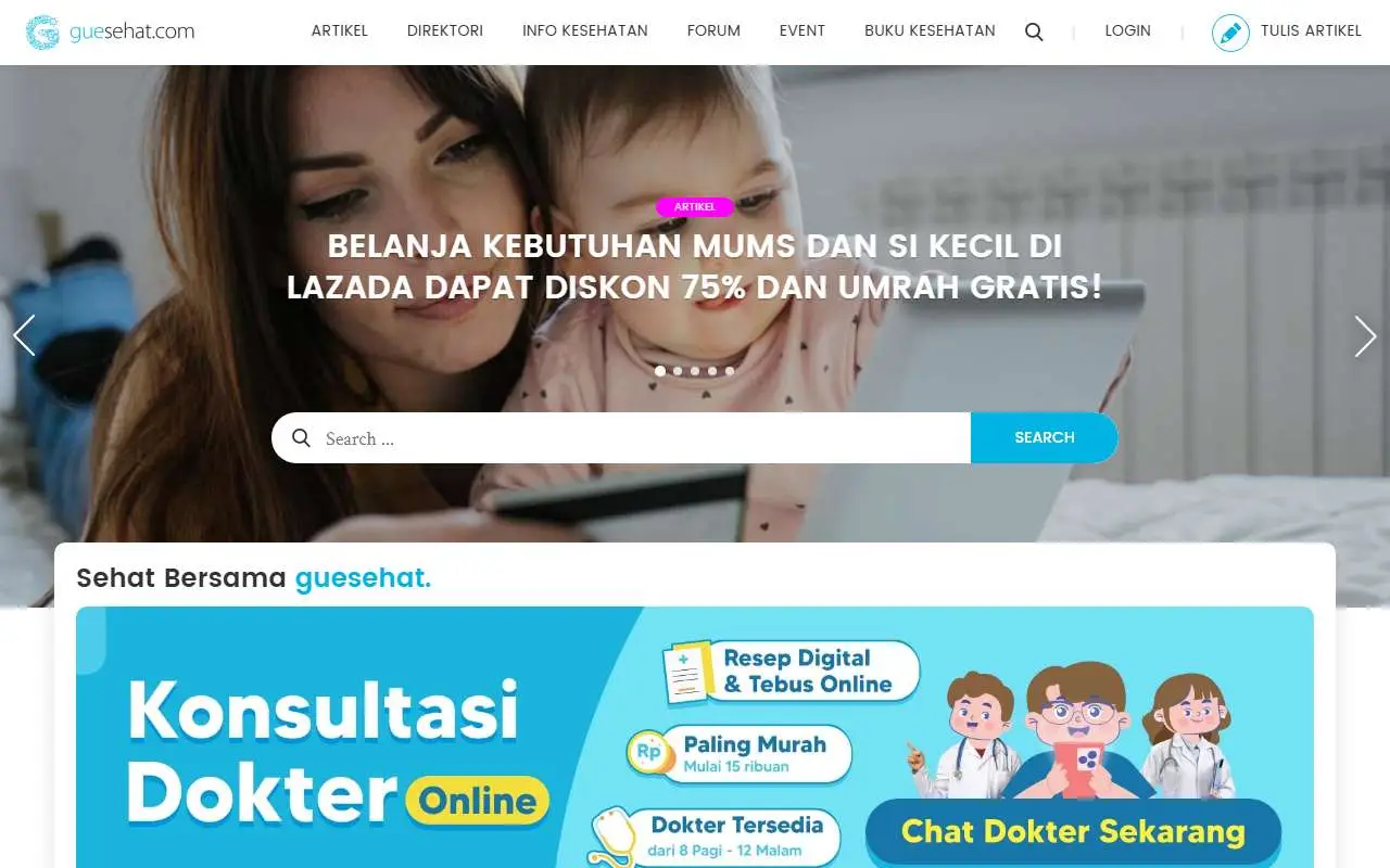 Tampilan website resmi Guesehat (guesehat.com)
