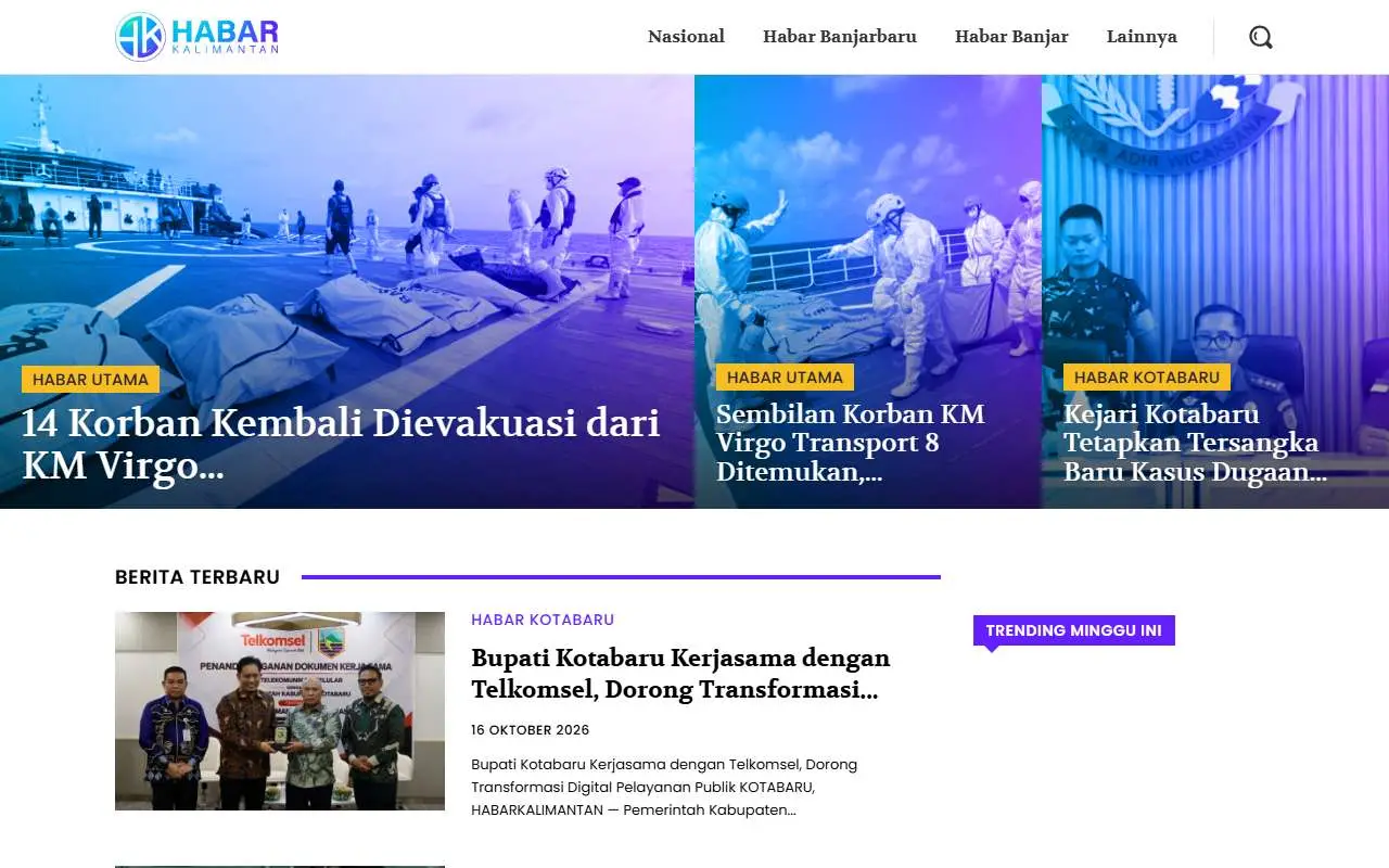 Tampilan website resmi Habar Kalimantan (habarkalimantan.com)