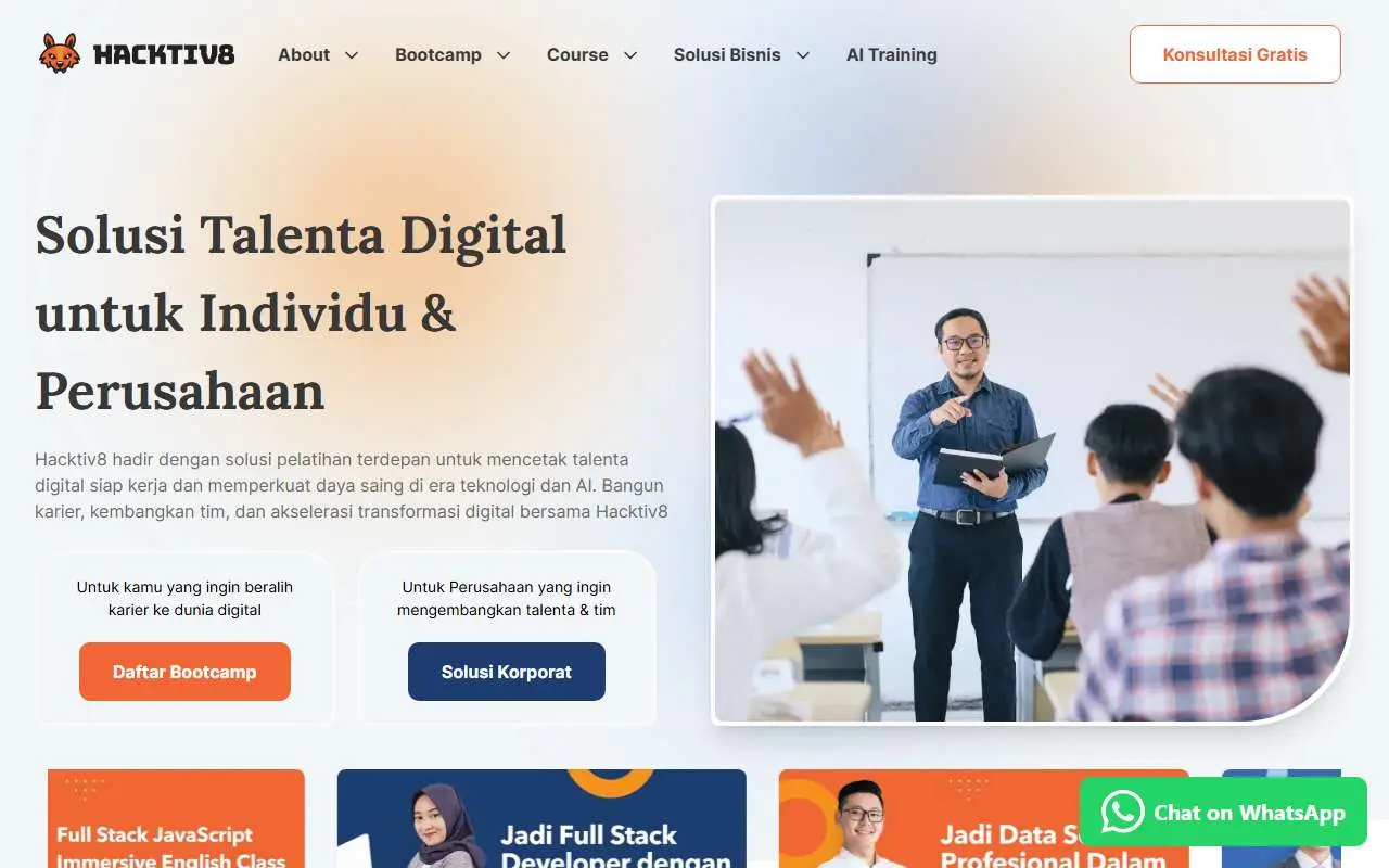 Tampilan website resmi Hacktiv8 (hacktiv8.com)
