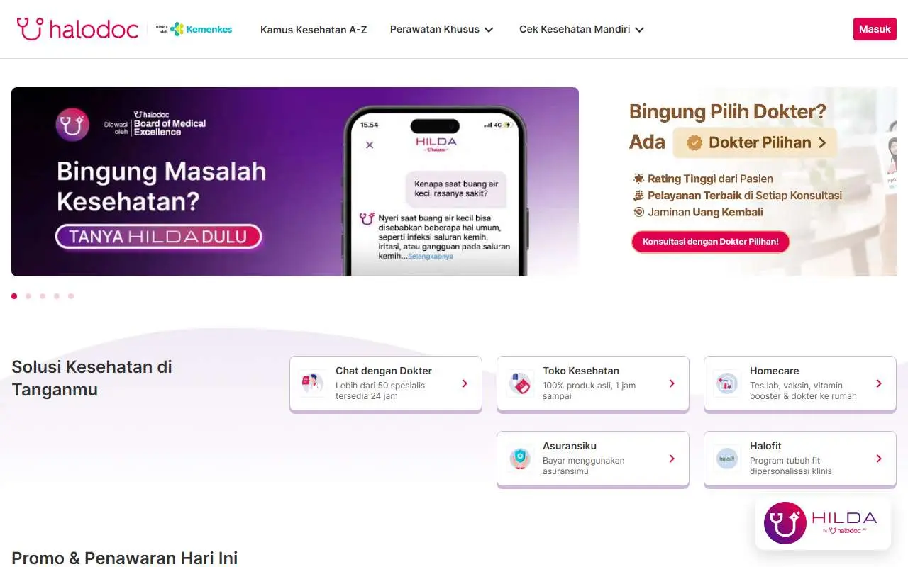 Tampilan website resmi Halodoc (halodoc.com)