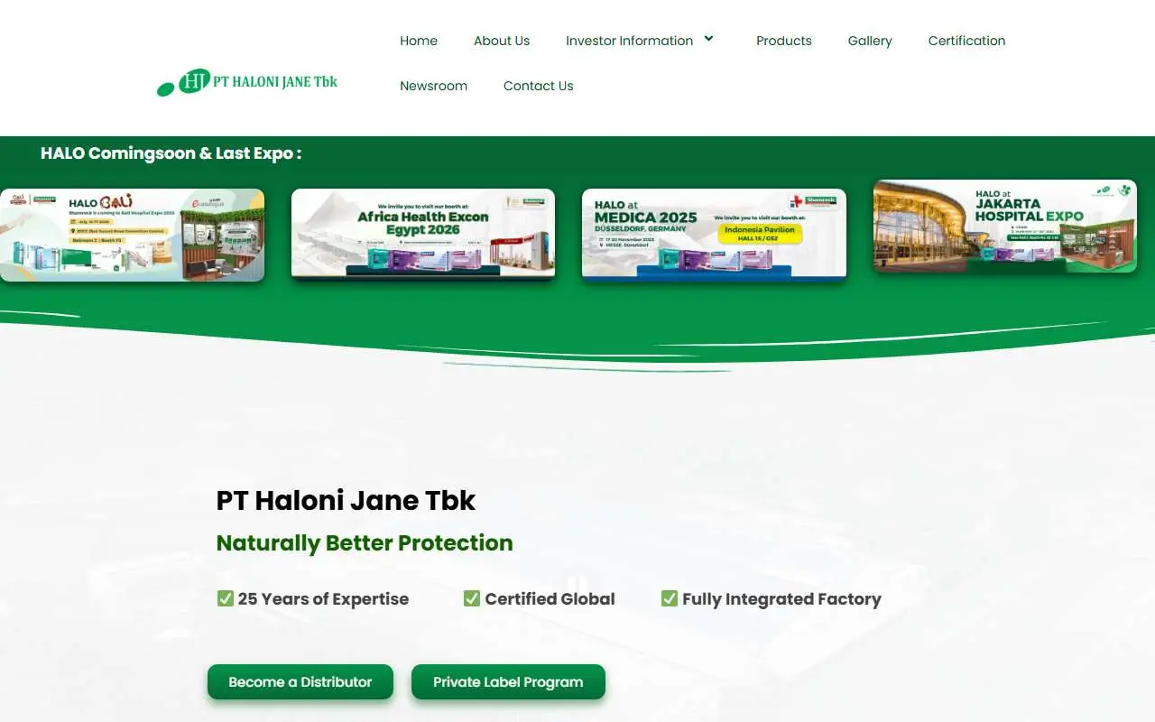 Tampilan website resmi Haloni Jane (halonijane.co.id)