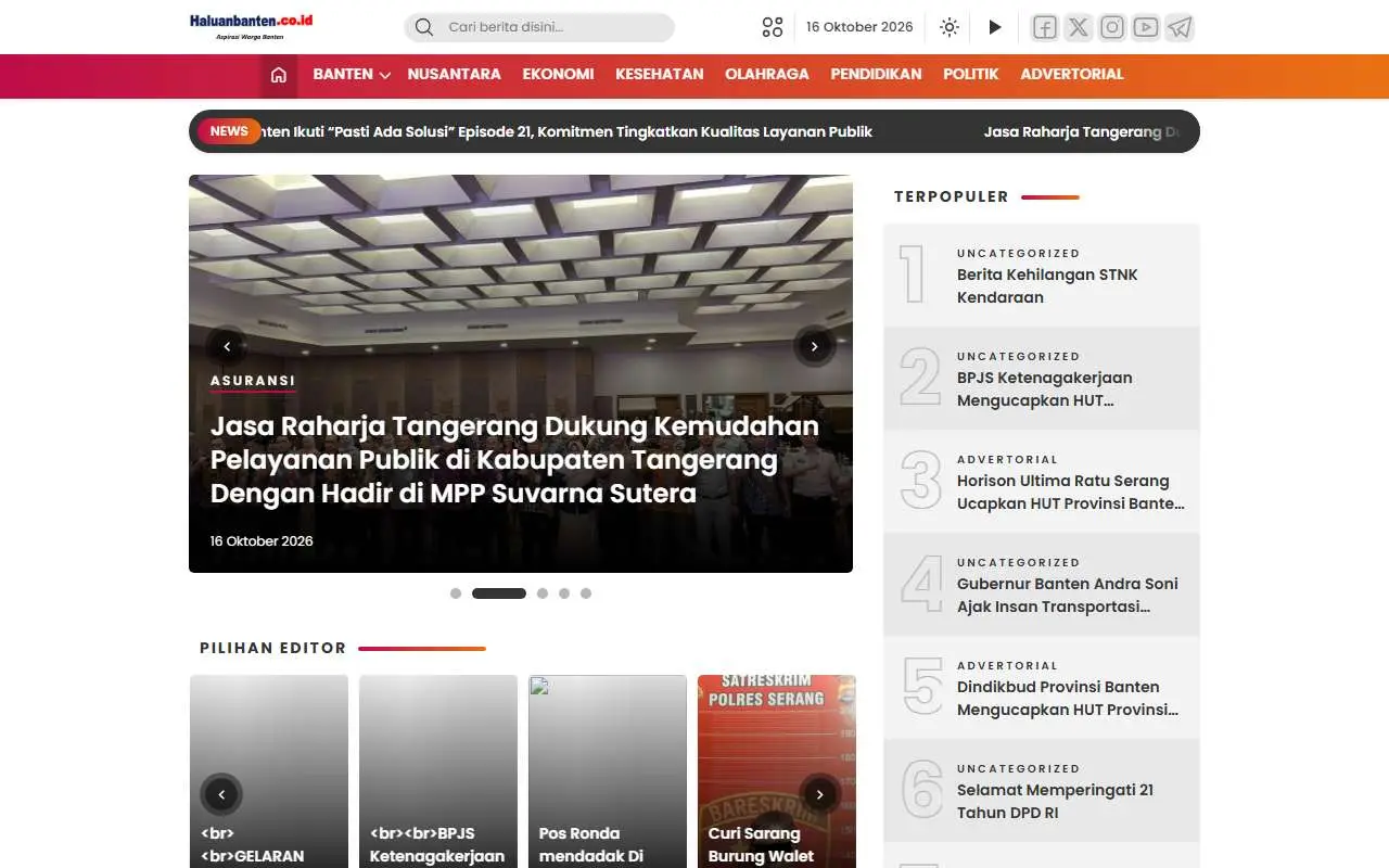 Tampilan website resmi Haluan Banten (haluanbanten.co.id)