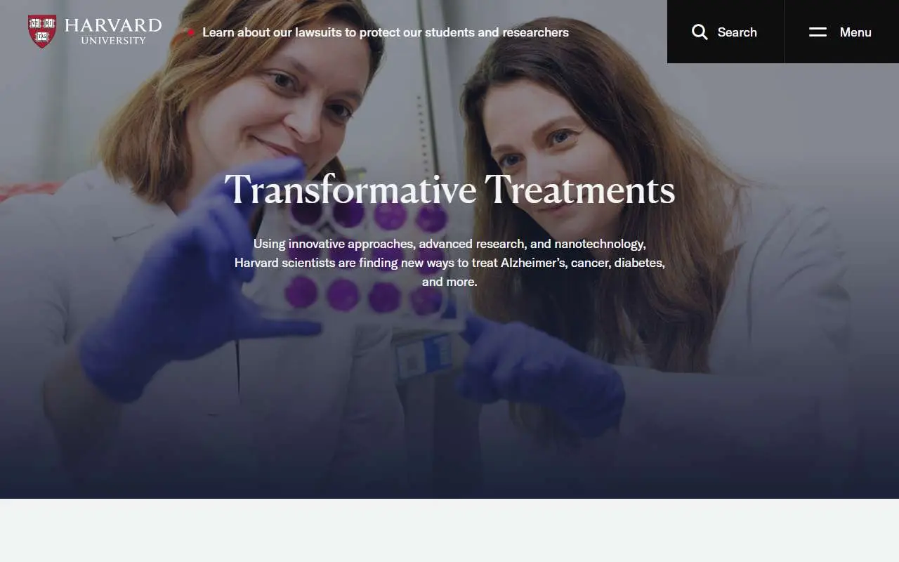 Tampilan website resmi Harvard University (harvard.edu)
