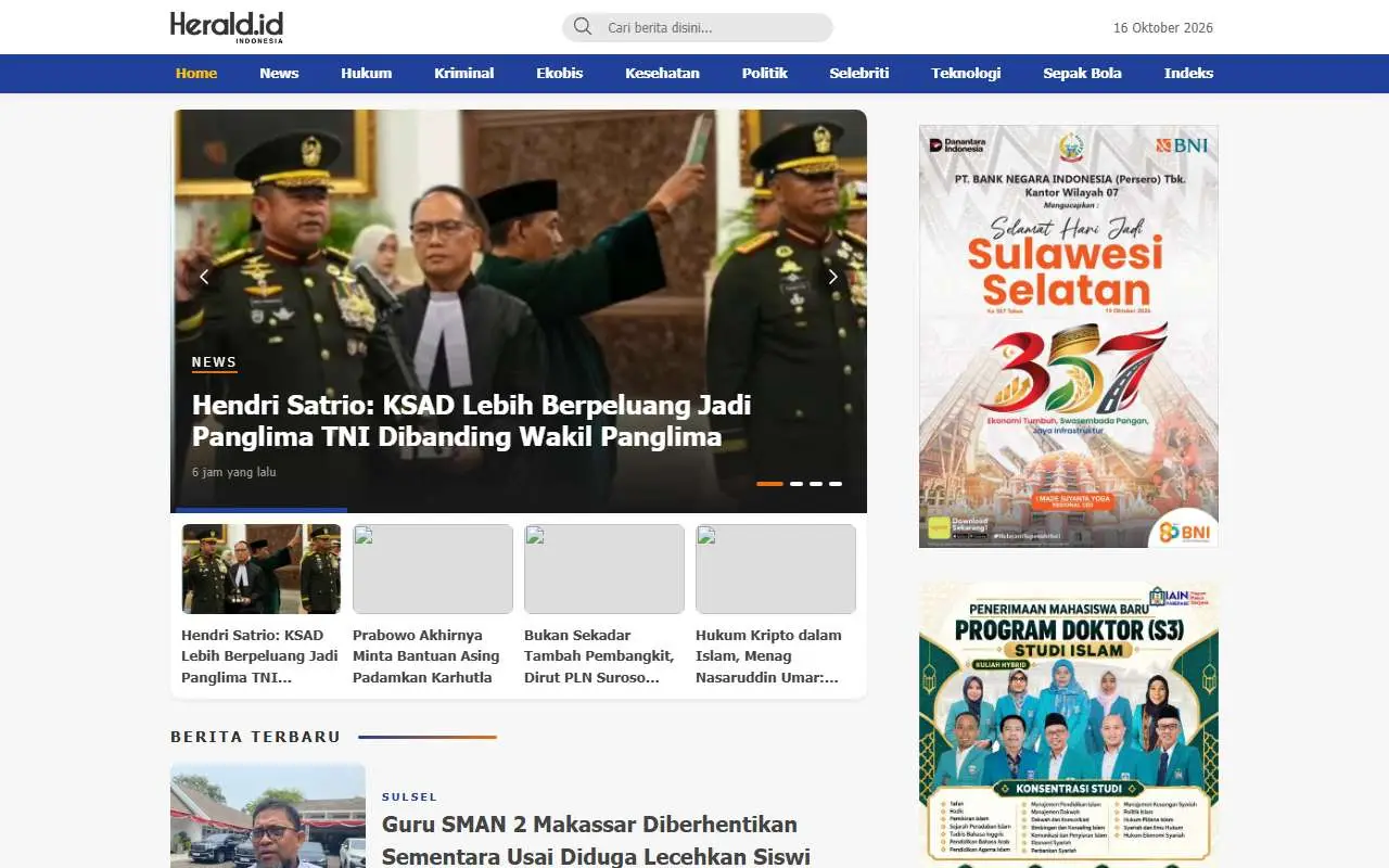 Tampilan website resmi Herald (herald.id)