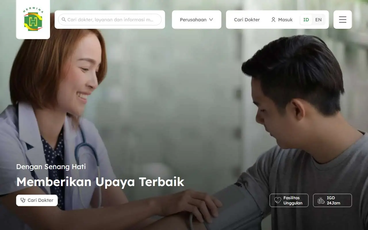 Tampilan website resmi Hermina Hospitals (herminahospitals.com)