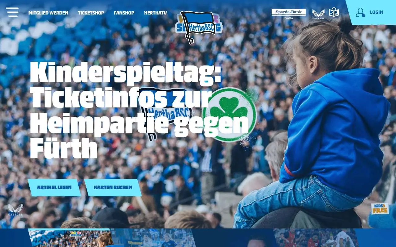 Tampilan website resmi Hertha BSC (herthabsc.com)