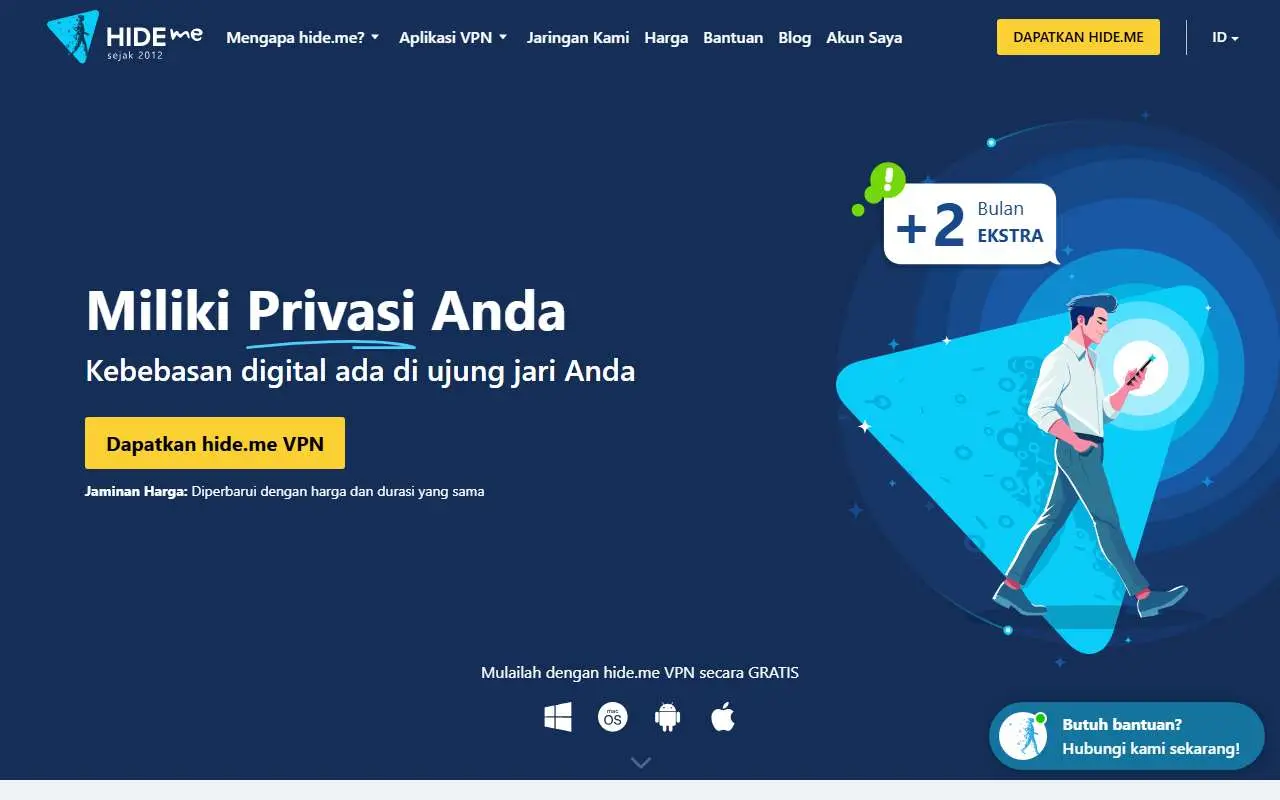 Tampilan website resmi hide.me (hide.me)