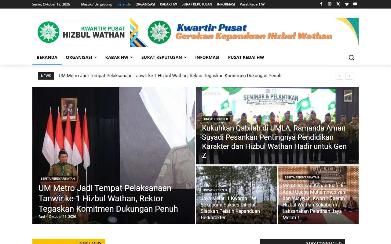 Tampilan website resmi Hizbul Wathan (hizbulwathan.or.id)