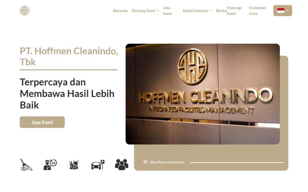 Tampilan website resmi Hoffmen Cleanindo (hoffmen.co.id)