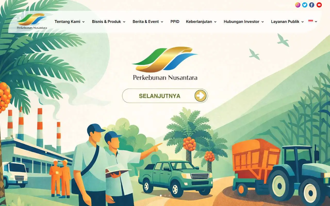 Tampilan website resmi PTPN III Holding Perkebunan (ptpn.id)