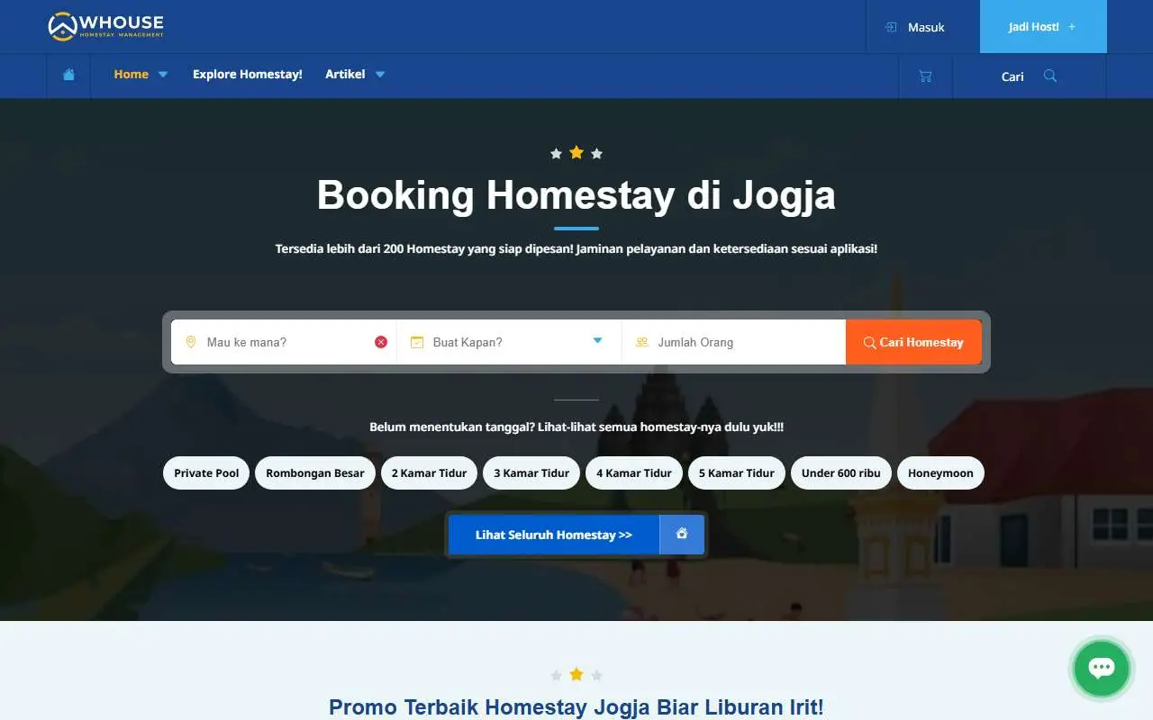 Tampilan website resmi Homestay Jogja (homestayjogja.co.id)