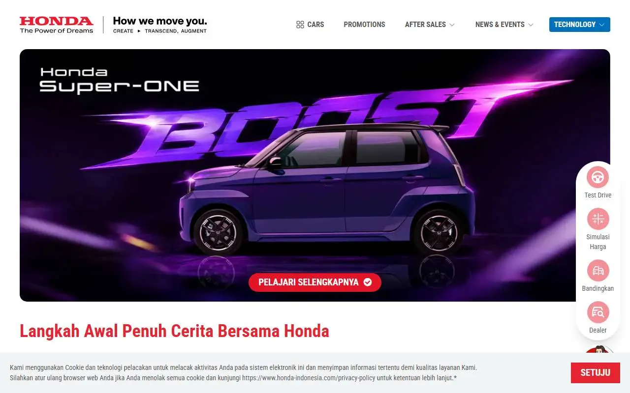 Tampilan website resmi Honda Indonesia (honda-indonesia.com)