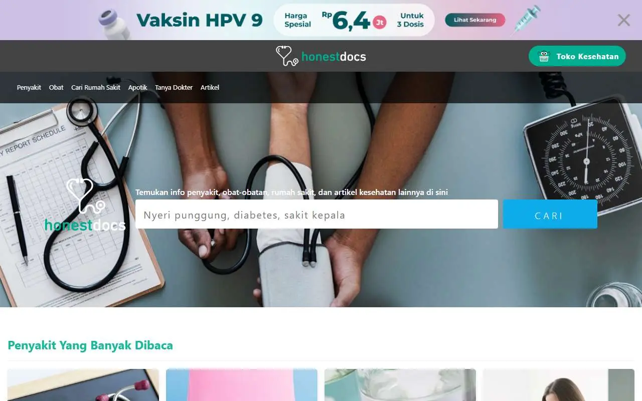Tampilan website resmi Honest Docs (honestdocs.id)