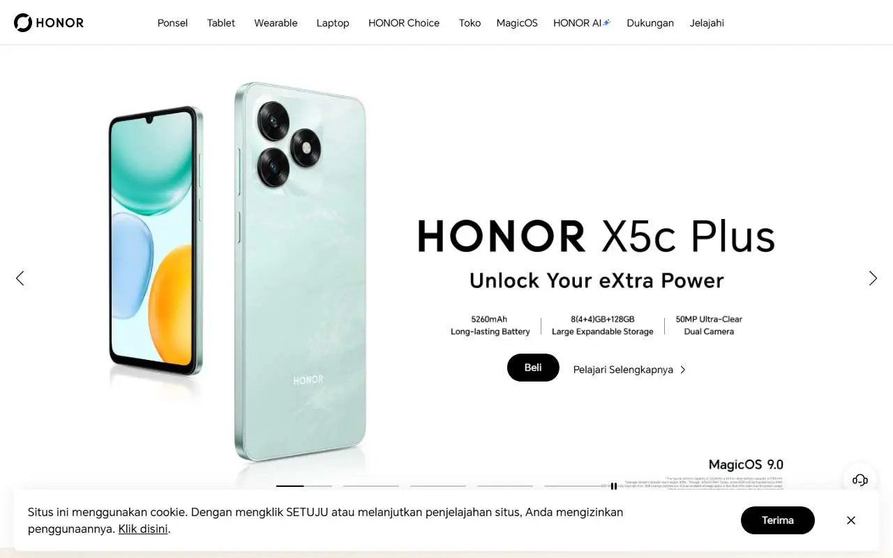 Tampilan website resmi HONOR (honor.com)
