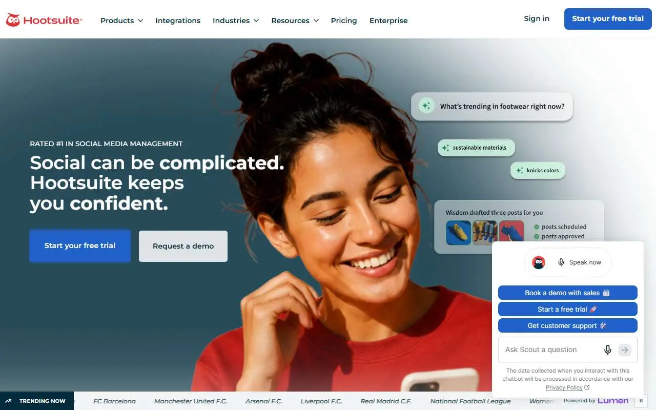 Tampilan website resmi Hootsuite (hootsuite.com)