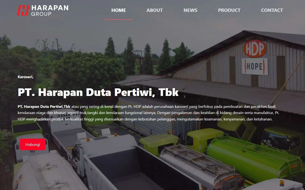 Tampilan website resmi Harapan Duta Pertiwi (hdp.co.id)