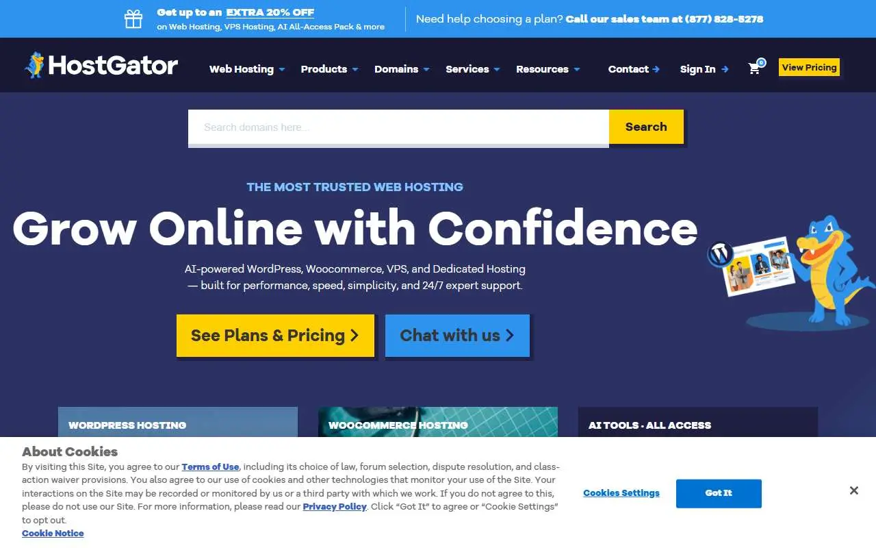 Tampilan website resmi HostGator (hostgator.com)