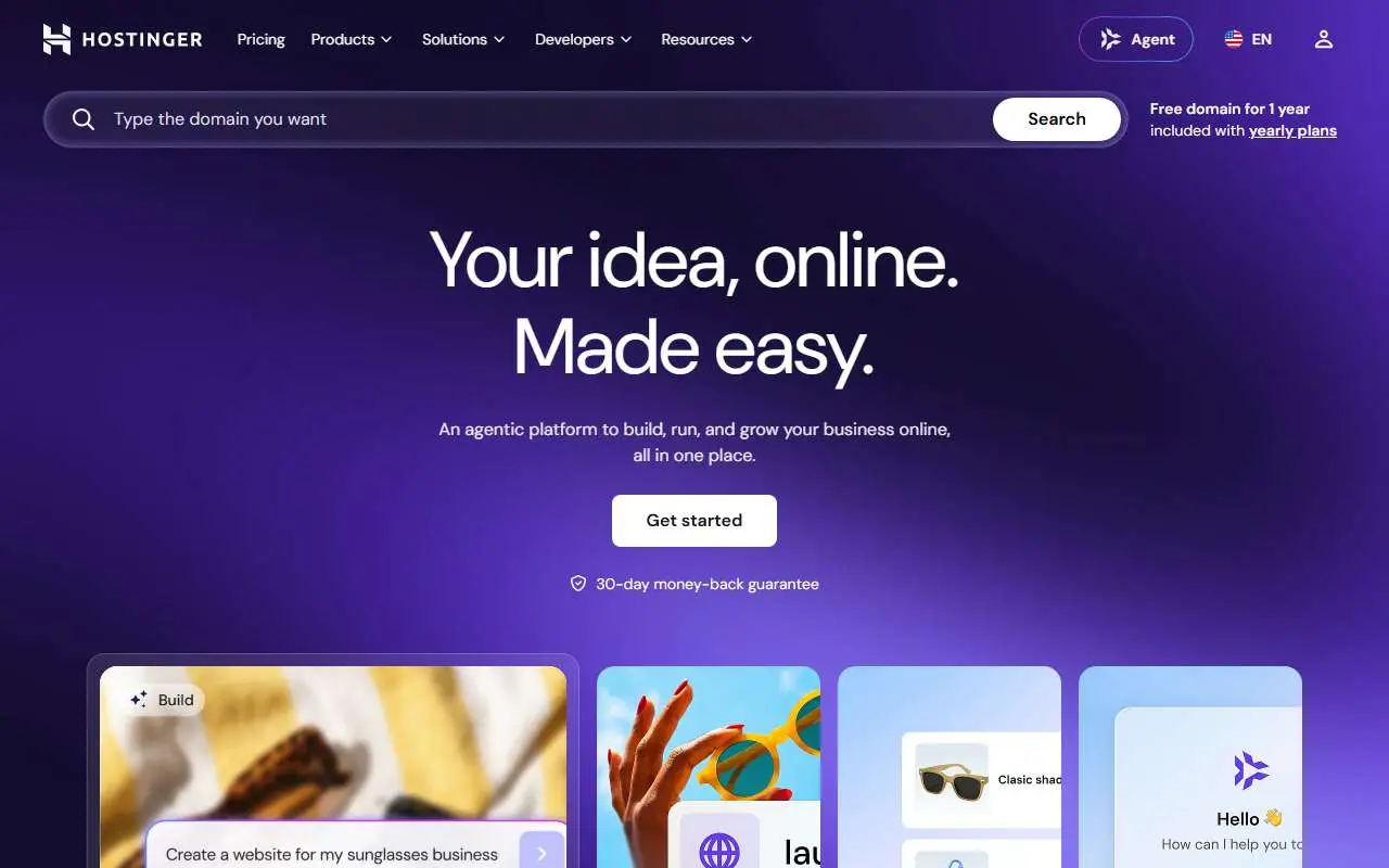 Tampilan website resmi Hostinger (hostinger.com)