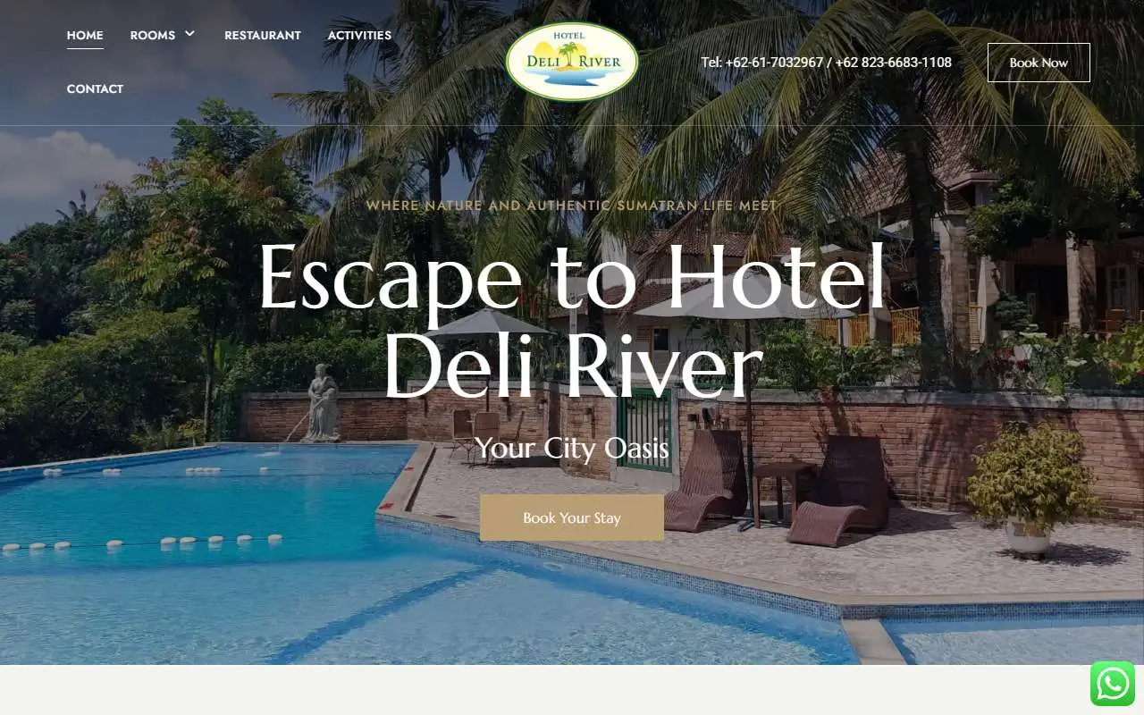 Tampilan website resmi Hotel Deli River (hotel-deliriver.com)