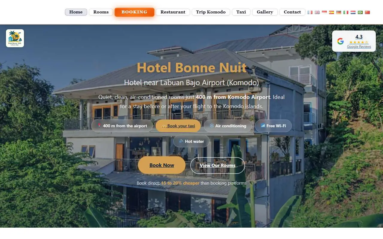 Tampilan website resmi Hotel Bonne Nuit (hotelbonnenuit.com)