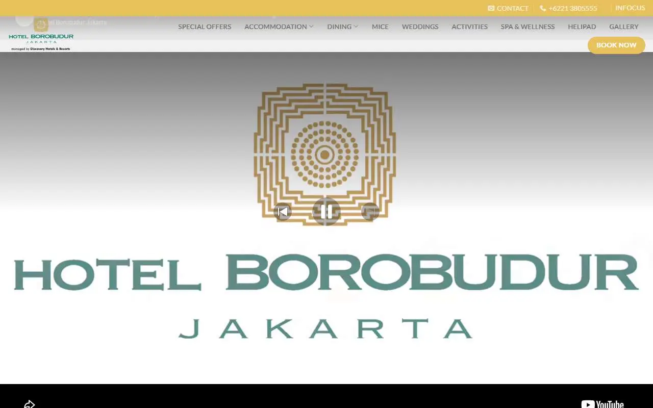 Tampilan website resmi Hotel Borobudur Jakarta (hotelborobudur.com)