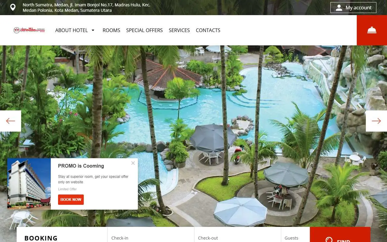 Tampilan website resmi Hotel Danau Toba International (hoteldanautoba.com)