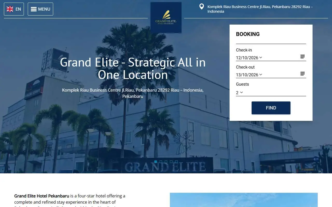 Tampilan website resmi Grand Elite Hotel (hotelgrandelite.com)