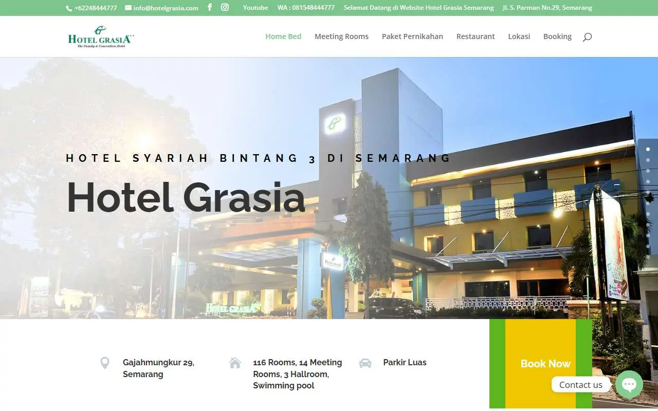 Tampilan website resmi Hotel Grasia (hotelgrasia.com)