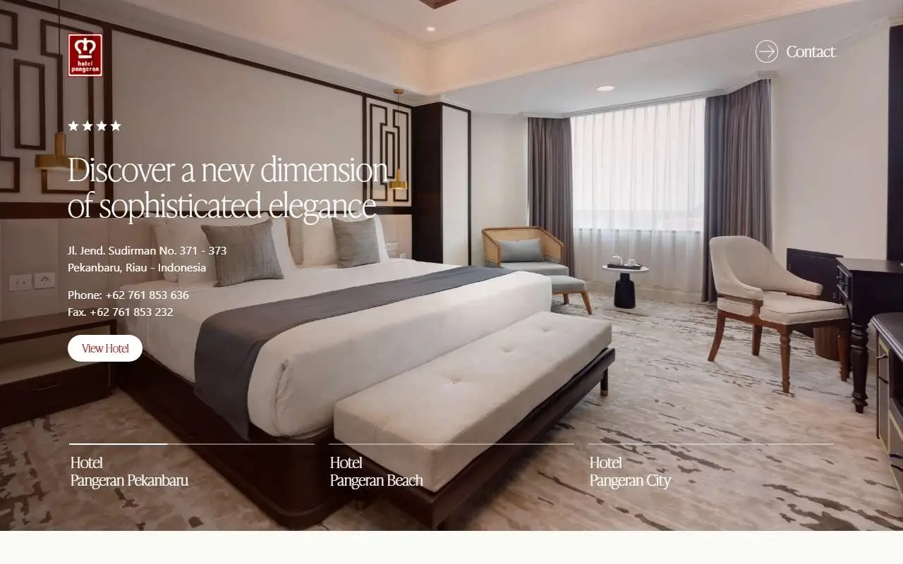 Tampilan website resmi Hotel Pangeran (hotelpangeran.com)