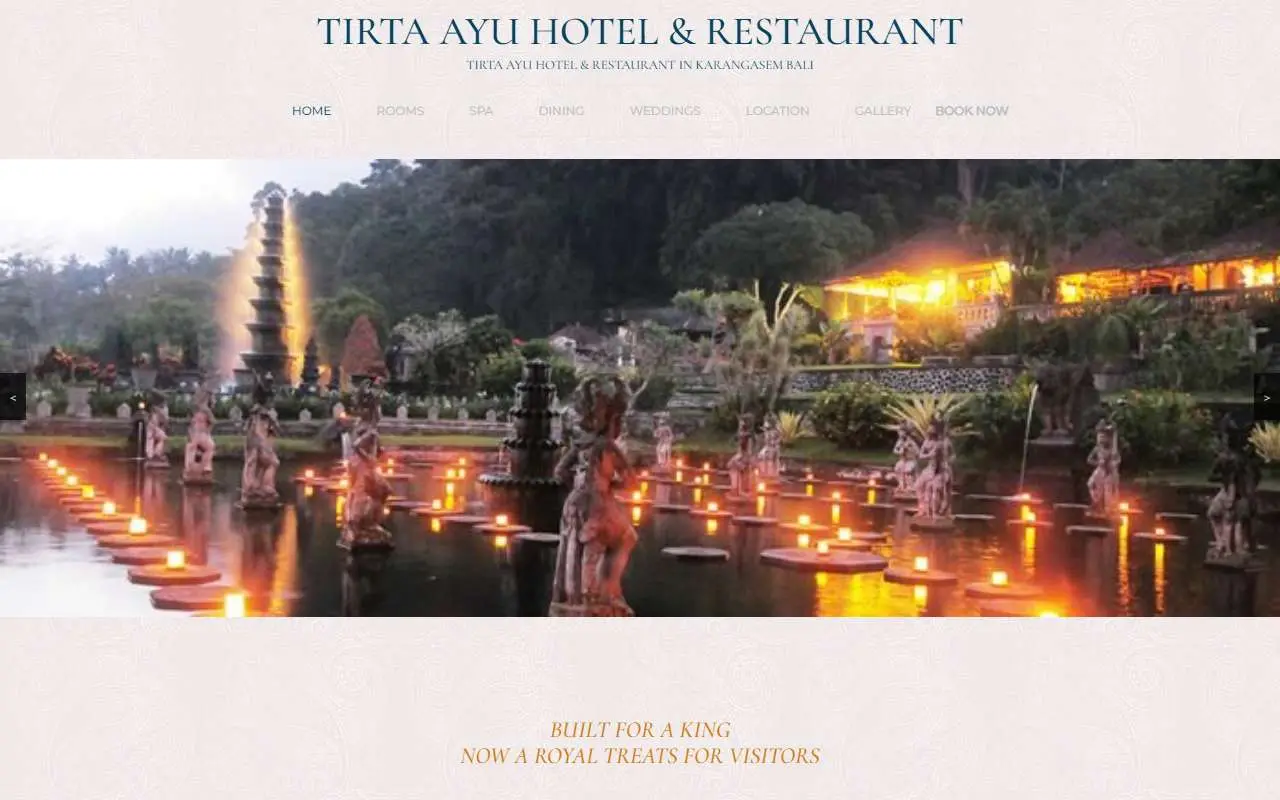 Tampilan website resmi Tirta Ayu Hotel (hoteltirtagangga.com)