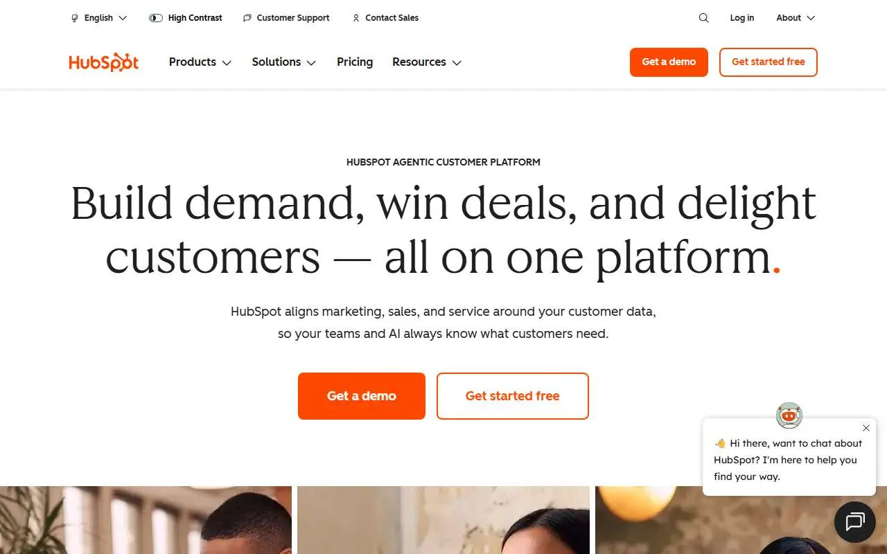 Tampilan website resmi HubSpot (hubspot.com)