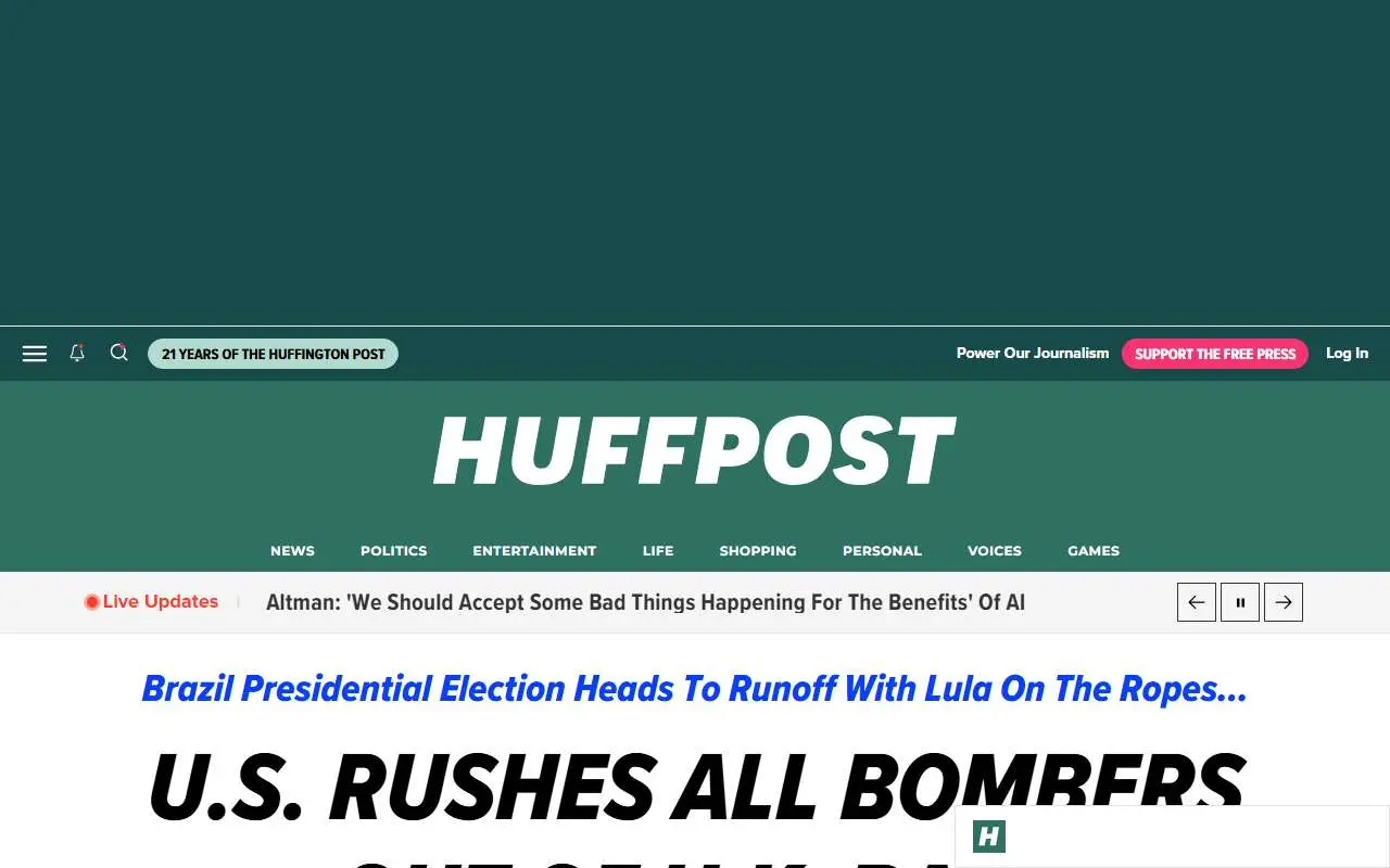 Tampilan website resmi HuffPost (huffpost.com)