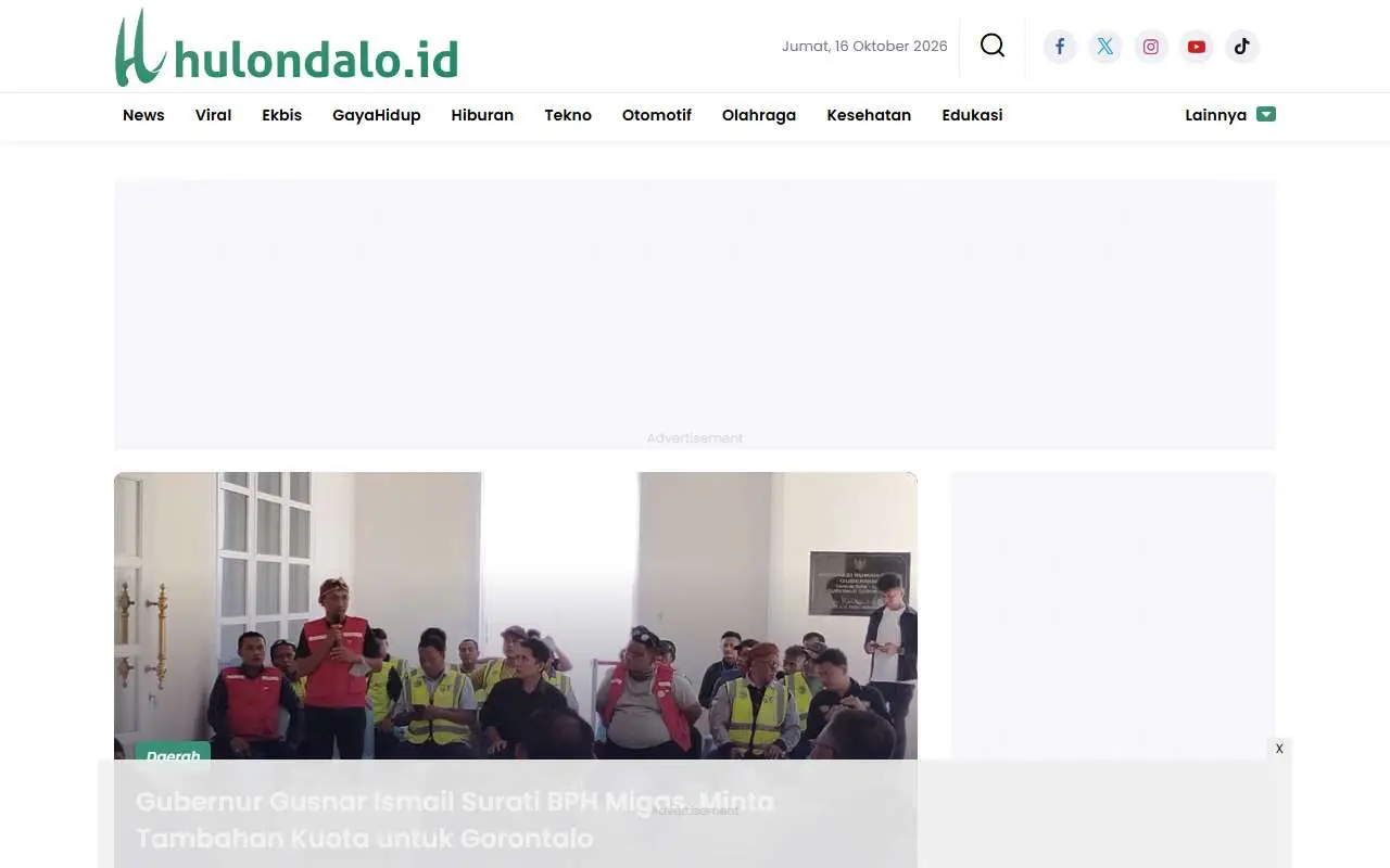 Tampilan website resmi Hulondalo (hulondalo.id)