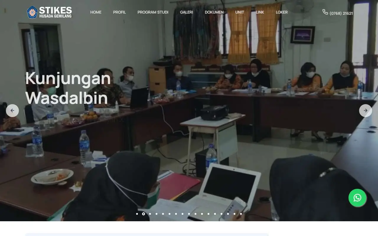 Tampilan website resmi Akademi Kebidanan Husada Gemilang (husadagemilang.ac.id)