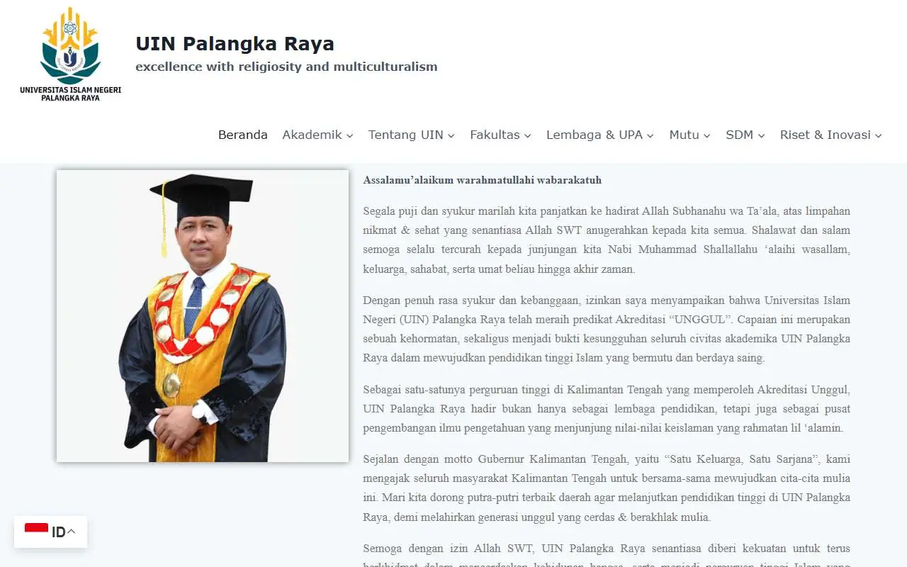 Tampilan website resmi STAIN Palangka Raya (iain-palangkaraya.ac.id)
