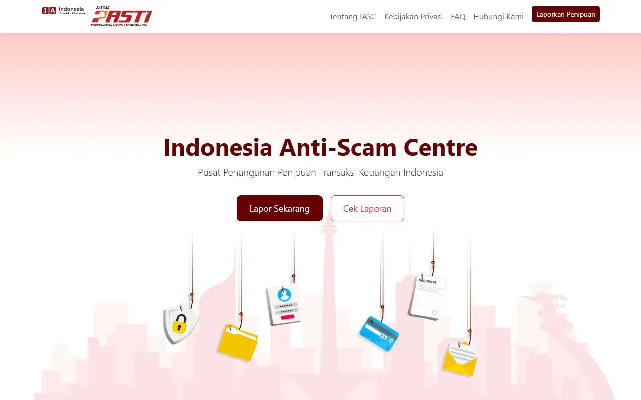 Tampilan website resmi Indonesia Anti-Scam Centre (iasc.ojk.go.id)