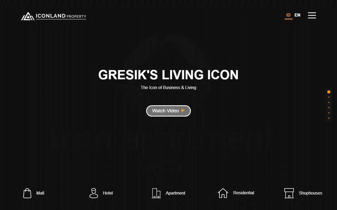 Tampilan website resmi Icon Mall Gresik (iconlandproperty.com)