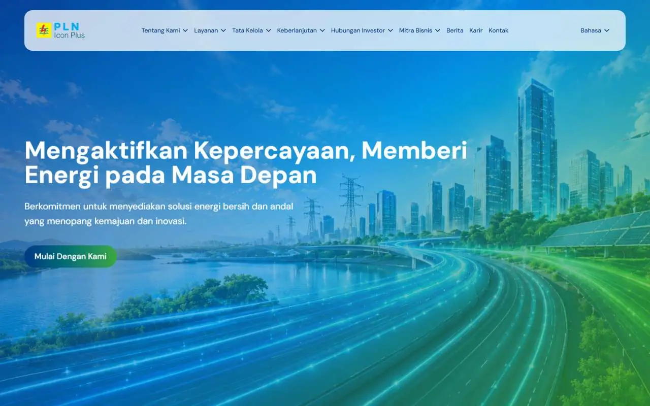 Tampilan website resmi PLN Icon Plus (plniconplus.co.id)