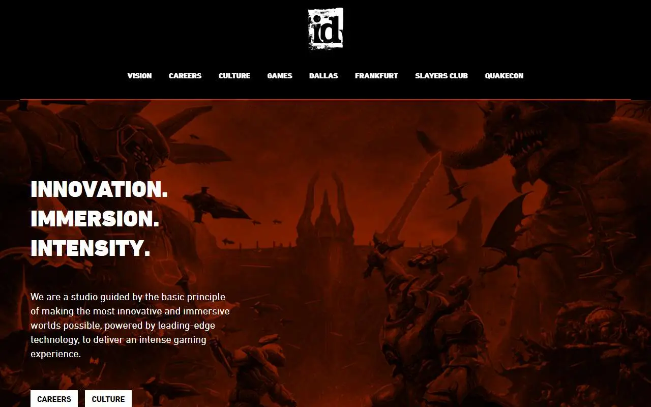 Tampilan website resmi Id Software (idsoftware.com)