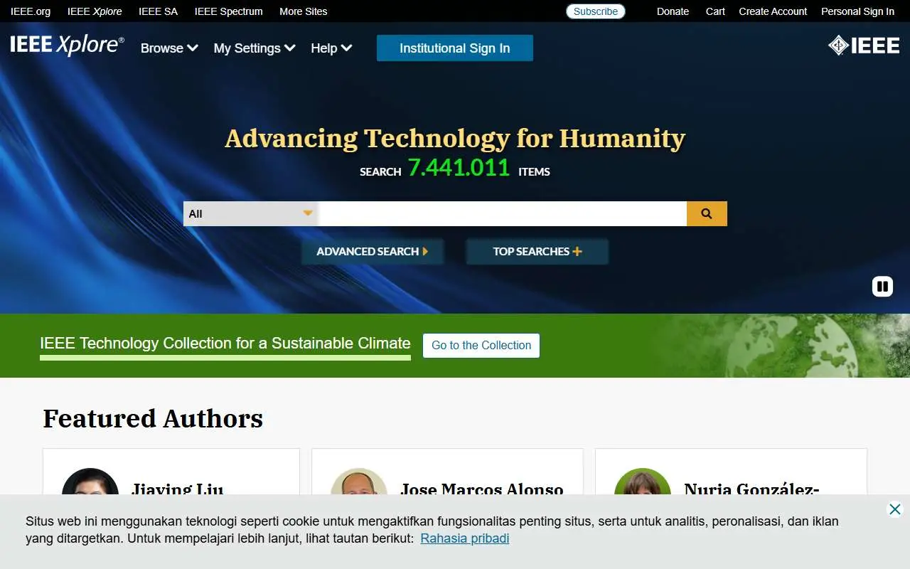 Tampilan website resmi IEEE Xplore (ieeexplore.ieee.org)