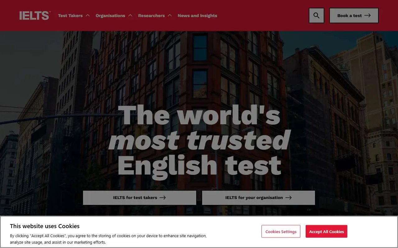 Tampilan website resmi IELTS (ielts.org)