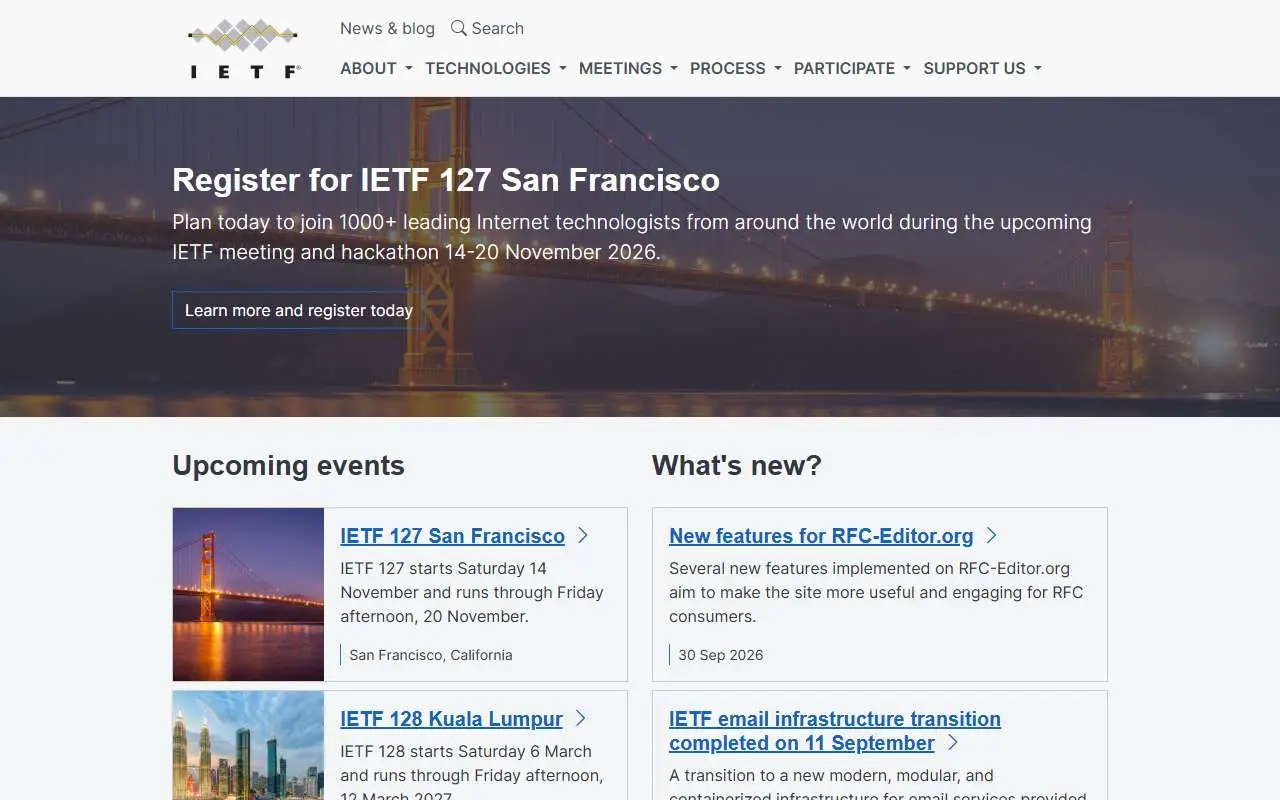 Tampilan website resmi IETF (ietf.org)