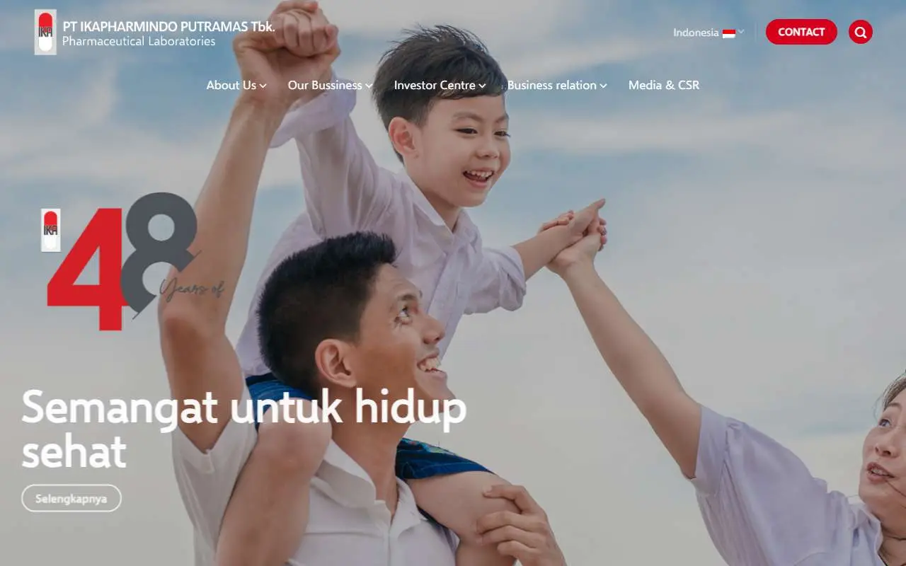 Tampilan website resmi Ikapharmindo Putramas (ikapharmindo.com)