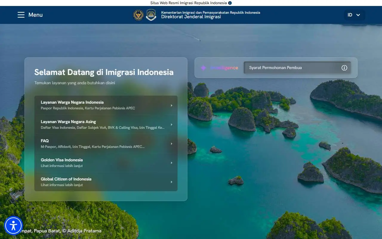 Tampilan website resmi Direktorat Jenderal Imigrasi (imigrasi.go.id)